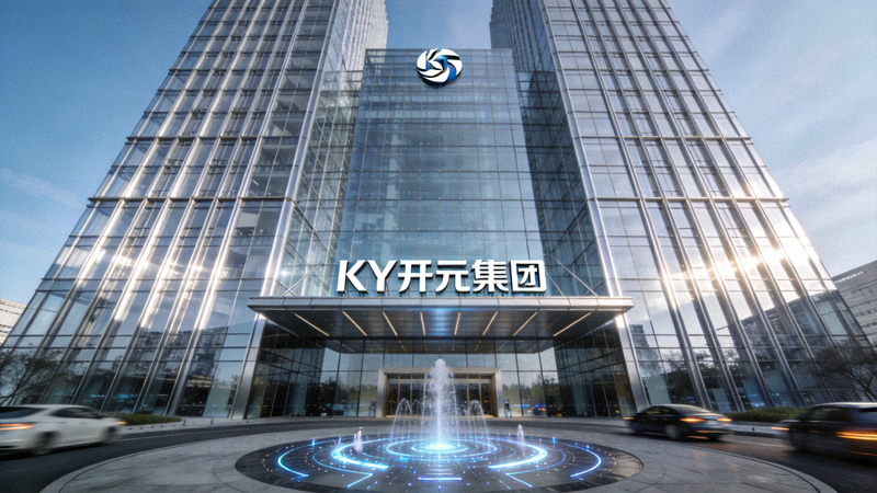 KY开元集团现代化总部大楼外景，展现集团实力与科技感